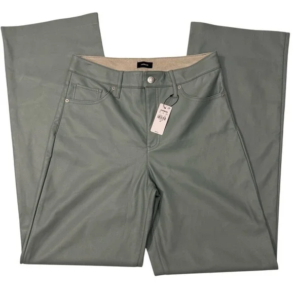Express Mint Faux Leather Pants Wide‎ Leg High Rise Size 8 - Picture 3 of 9